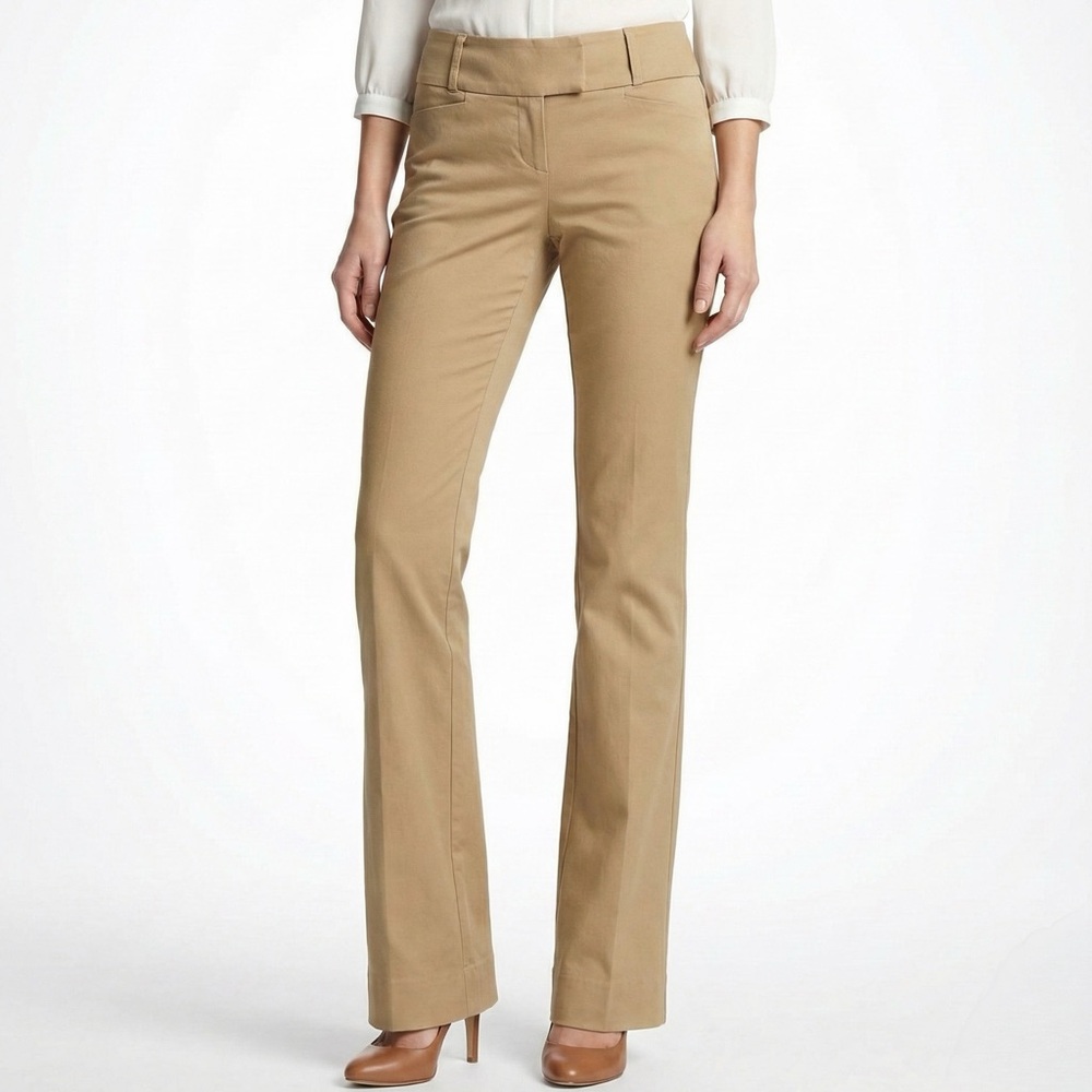 The Limited Exact Stretch Bootcut Khaki Pants Pockets Work Slimming 6 Long EUC